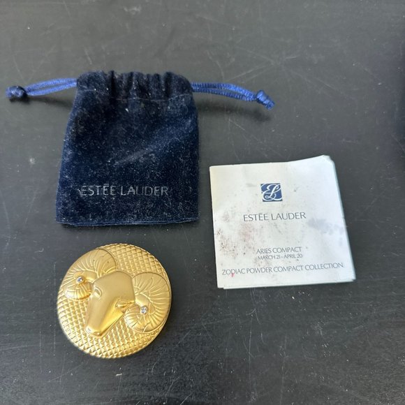 Estee Lauder Other - Vintage Estee Lauder Zodiac Sign Gold Compact Pressed Powder Aries New Ram Matte
